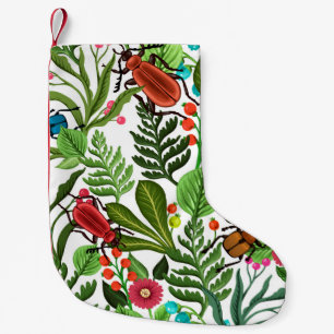 Petite Chaussette De Noël Motif décoratif sans couture avec plantes et insec
