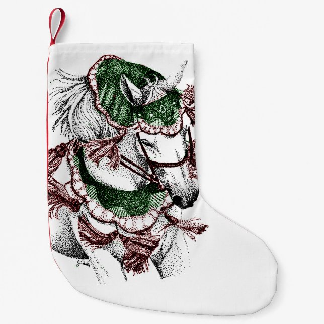 Petite Chaussette De Noël Motif des Blue Galloping Horses de la Marine (Devant)