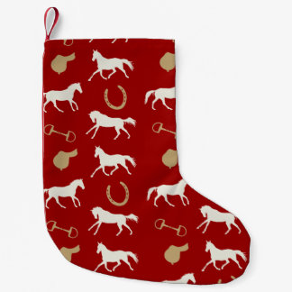 Petite Chaussette De Noël Motif des chevaux anglais d'or et d'ivoire