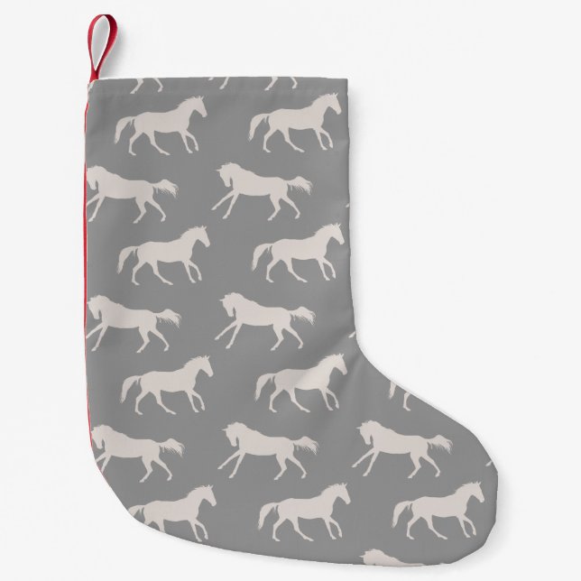 Petite Chaussette De Noël Motif des Chevaux de Galloping Gray (Devant)