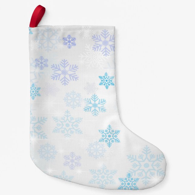 Petite Chaussette De Noël Motif des flocons bleus (Devant)