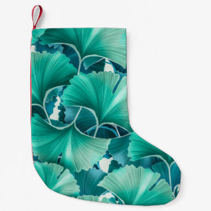 Petite Chaussette De Noël Motif d'illustration de ginkgo biloba vert