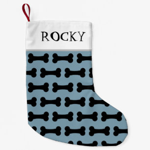 Petite Chaussette De Noël Motif d'os de chien personnalisé Dusty Blue