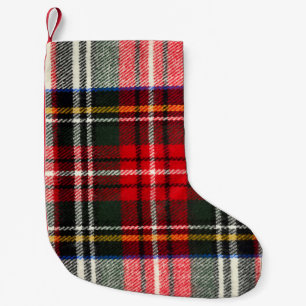 Petite Chaussette De Noël Motif écossais tartan. Laine rouge et blanche plai