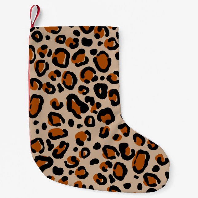Petite Chaussette De Noël Motif en fourrure de léopard (Devant)