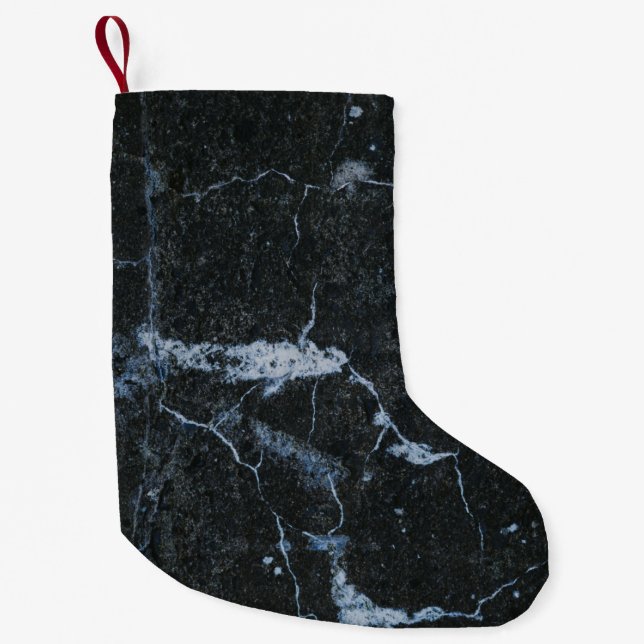 Petite Chaussette De Noël Motif en marbre noir (Devant)