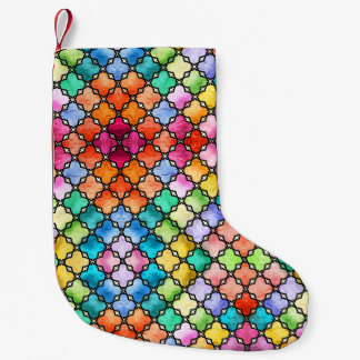 Petite Chaussette De Noël Motif en mosaïque arc-en-ciel