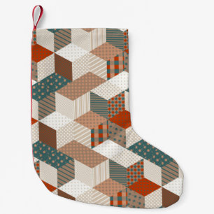Petite Chaussette De Noël Motif en patchwork sans couture avec étoiles. reto