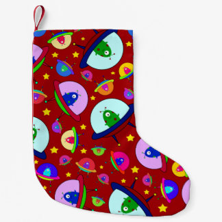 Petite Chaussette De Noël Motif étranger rouge de vaisseau spatial