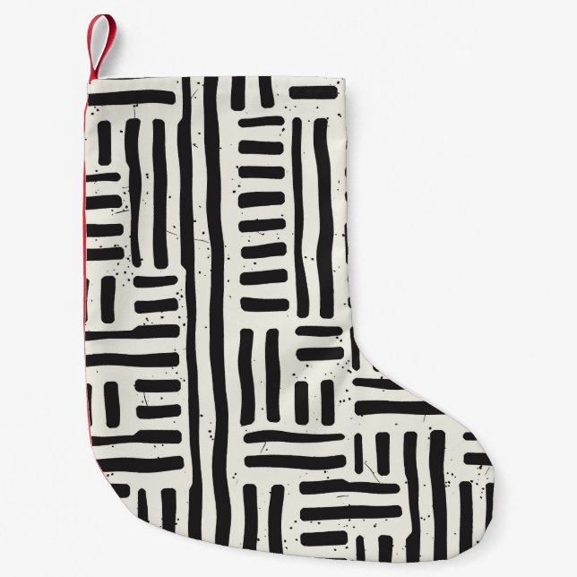 Petite Chaussette De Noël Motif extensible à la main et continu avec lignes  (Devant)