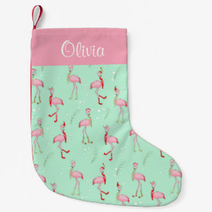 Petite Chaussette De Noël Motif Flamingo rose pâle de Noël