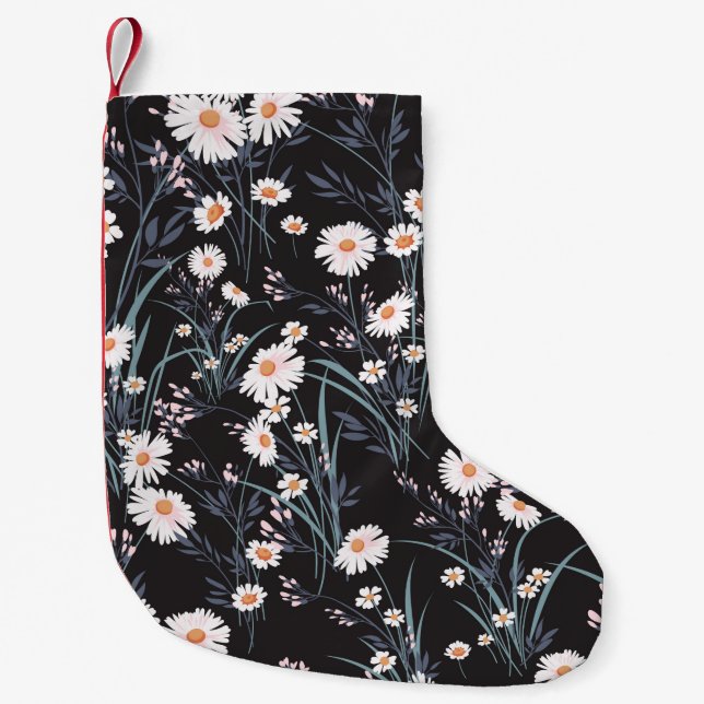 Petite Chaussette De Noël Motif fleuri au printemps sans soudure avec margue (Devant)