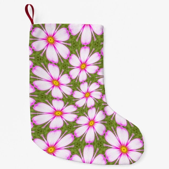 Petite Chaussette De Noël Motif Fleurs Cosmos (Devant)