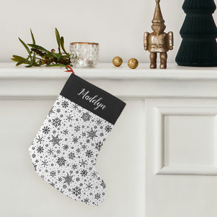 Petite Chaussette De Noël Motif flocon de neige moderne personnalisé