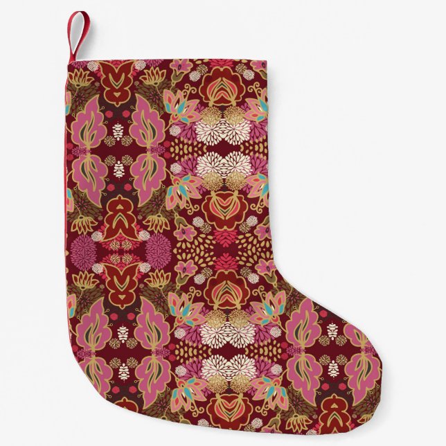 Petite Chaussette De Noël Motif floral chaotique et décoratif (Devant)