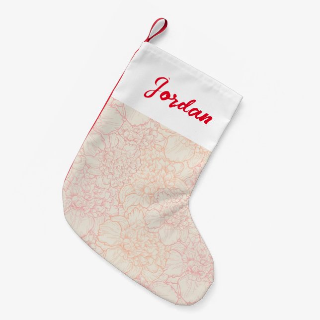 Petite Chaussette De Noël Motif floral de pivoine rose (Devant (Accrochage))