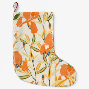 Petite Chaussette De Noël Motif floral incomparable. Arrangement orange iris