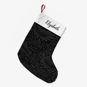 Petite Chaussette De Noël Motif floral noir personnalisé