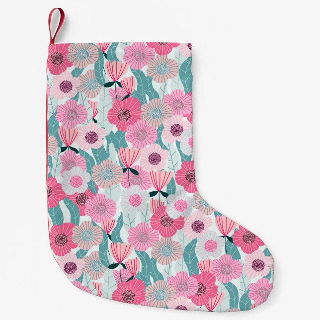 Petite Chaussette De Noël motif floral pastel Abstrait. Beau flo rose (Devant)