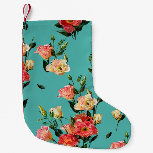 Petite Chaussette De Noël Motif floral sans couture dans le style victorien. (Devant)
