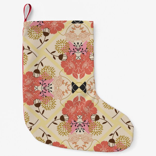 Petite Chaussette De Noël Motif fluide floral (Devant)