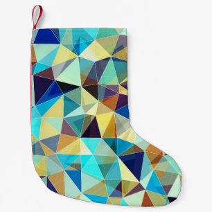 Petite Chaussette De Noël Motif géométrique coloré, arrière - plan triangles