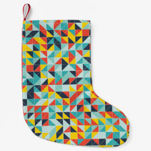 Petite Chaussette De Noël Motif géométrique. Mosaïque coloré arrière - plan