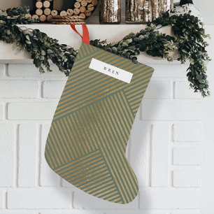 Petite Chaussette De Noël Motif géométrique or Elegant Vert