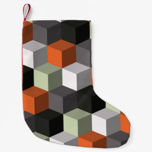 Petite Chaussette De Noël Motif géométrique transparent avec cubes et volume