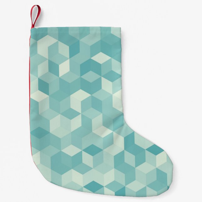 Petite Chaussette De Noël Motif Hexagonal bleu clair transparent (Devant)
