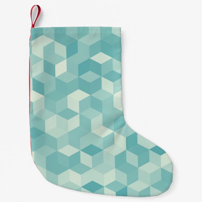 Petite Chaussette De Noël Motif Hexagonal bleu sans fil (Devant)