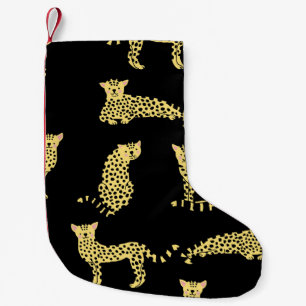 Petite Chaussette De Noël Motif léopard : Arrière - plan noir Cheetah