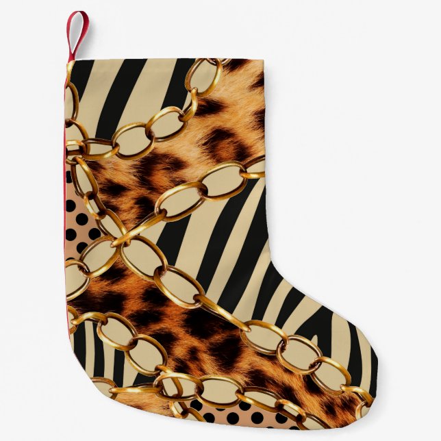 Petite Chaussette De Noël Motif léopard, Empreinte de léopard, Poster de ani (Devant)