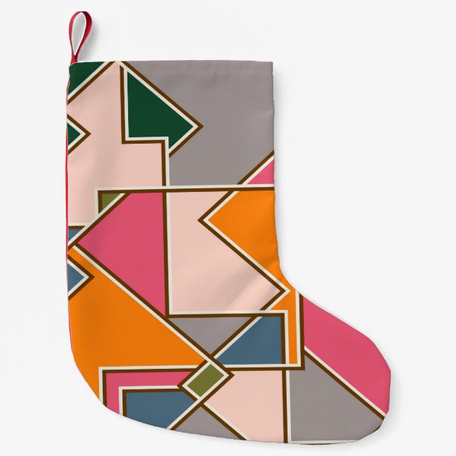 Petite Chaussette De Noël motif, lignes, orange, violet (Devant)