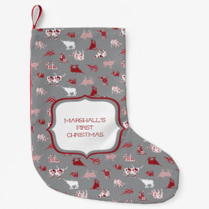 Petite Chaussette De Noël Motif Longhorns à motif rouge de vacances