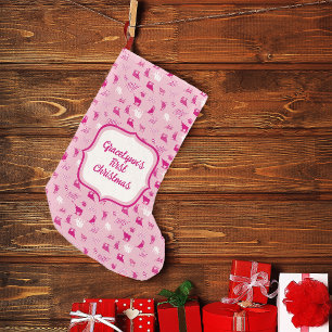 Petite Chaussette De Noël Motif Longhorns à motifs roses