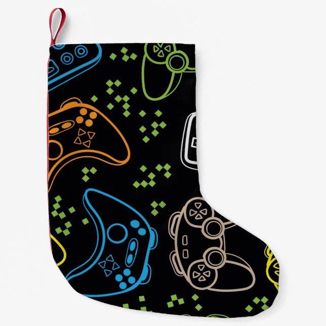 Petite Chaussette De Noël Motif lumineux sans couture avec joysticks. coo de (Devant)