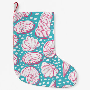 Petite Chaussette De Noël Motif marin sans joint avec différents coquillages