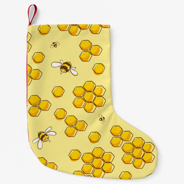 Petite Chaussette De Noël Motif mignon et transparent avec abeilles volantes (Devant)