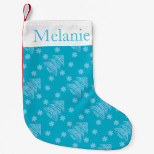 Petite Chaussette De Noël Motif moderne Blue Christmas Tree personnalisé