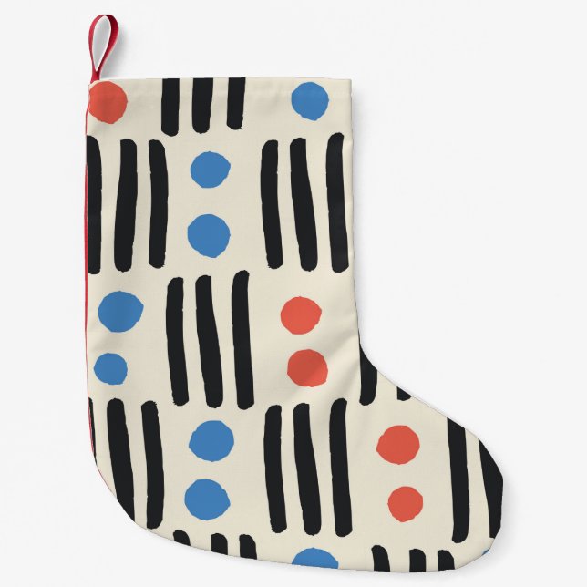 Petite Chaussette De Noël Motif moderne sans couture avec rayures et points  (Devant)