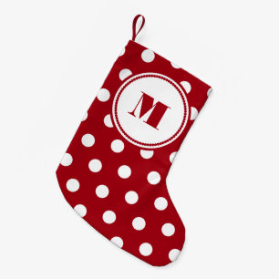 Petite Chaussette De Noël Motif monogramme rouge festif