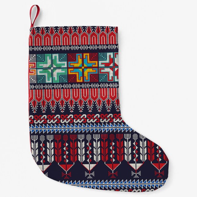 Petite Chaussette De Noël Motif Motif Palestinien Broderie. (Devant)