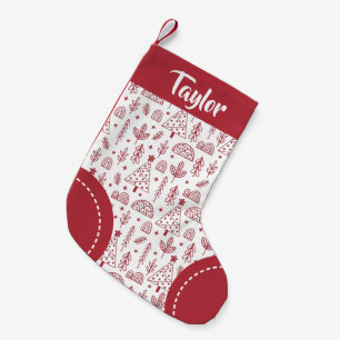 Petite Chaussette De Noël Motif Nordique Personnalisé Noël Rouge Blanc