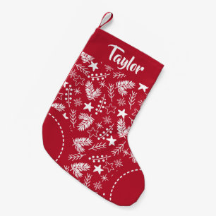 Petite Chaussette De Noël Motif Nordique Personnalisé Rouge Blanc Noël