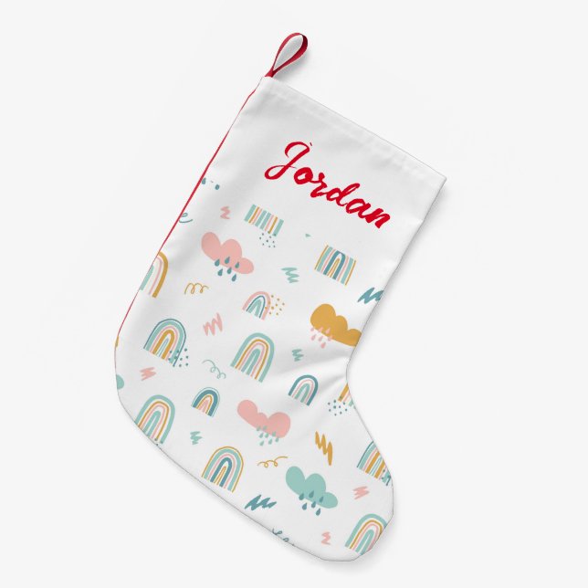 Petite Chaussette De Noël Motif nuage Rainbow et pluie amusant (Devant (Accrochage))