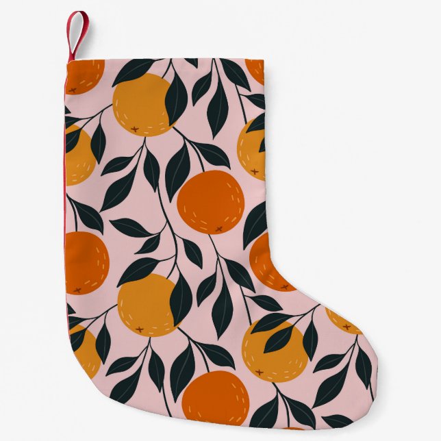 Petite Chaussette De Noël Motif orange vibrant (Devant)