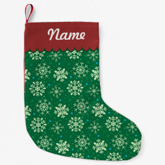 Petite Chaussette De Noël Motif personnalisé de flocon de neige de vert de