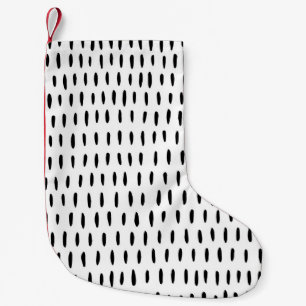 Petite Chaussette De Noël Motif rayé noir et blanc : dessiné à la main