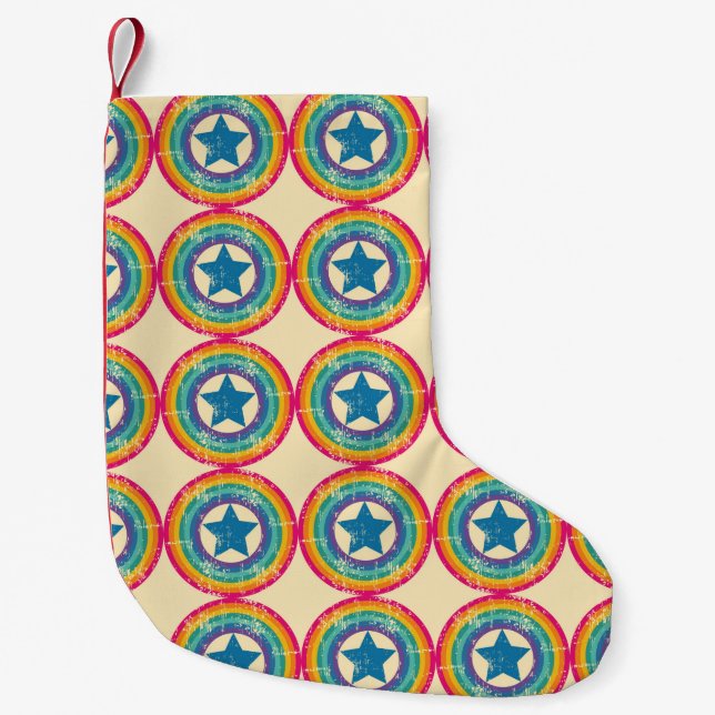 Petite Chaussette De Noël Motif rétro sans couture. Texture avec cercles et  (Devant)